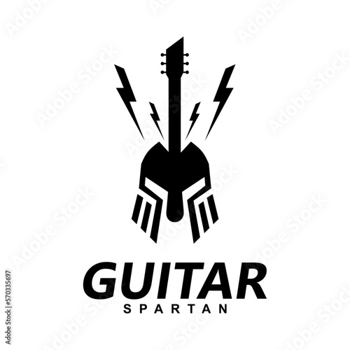 Spartan music rock vector guitar logo design