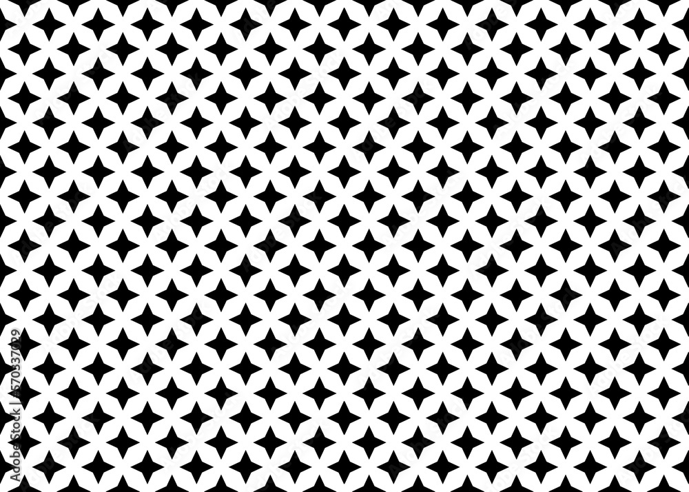 Abstract geometrical seamless mosaic pattern in contrast black and white colors