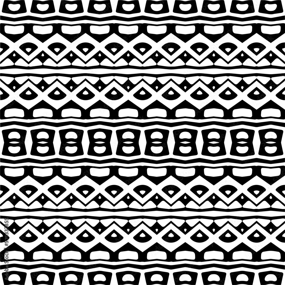 Vector geometric ornament in ethnic style. Seamless pattern with abstract shapes,Black and white color. Repeating pattern for decor, textile and fabric. Vector geometric ornament in ethnic style. Seamless pattern with abstract shapes,Black and white color. Repeating pattern for decor, textile and fabric.
