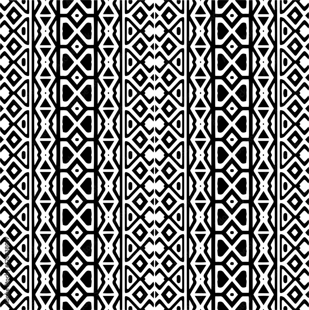Vector geometric ornament in ethnic style. Seamless pattern with abstract shapes,Black and white color. Repeating pattern for decor, textile and fabric. Vector geometric ornament in ethnic style. Seamless pattern with abstract shapes,Black and white color. Repeating pattern for decor, textile and fabric.