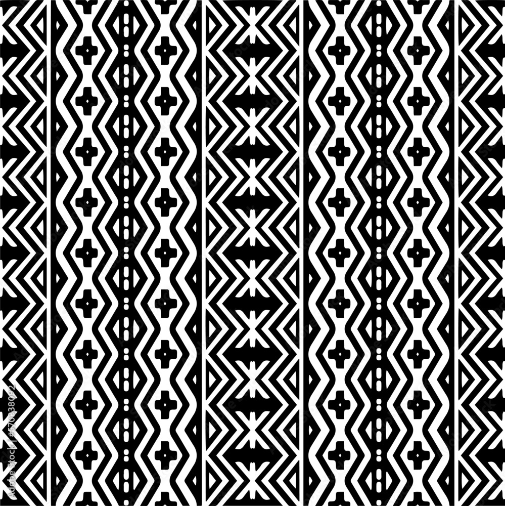 Vector geometric ornament in ethnic style. Seamless pattern with abstract shapes,Black and white color. Repeating pattern for decor, textile and fabric. Vector geometric ornament in ethnic style. Seamless pattern with abstract shapes,Black and white color. Repeating pattern for decor, textile and fabric.