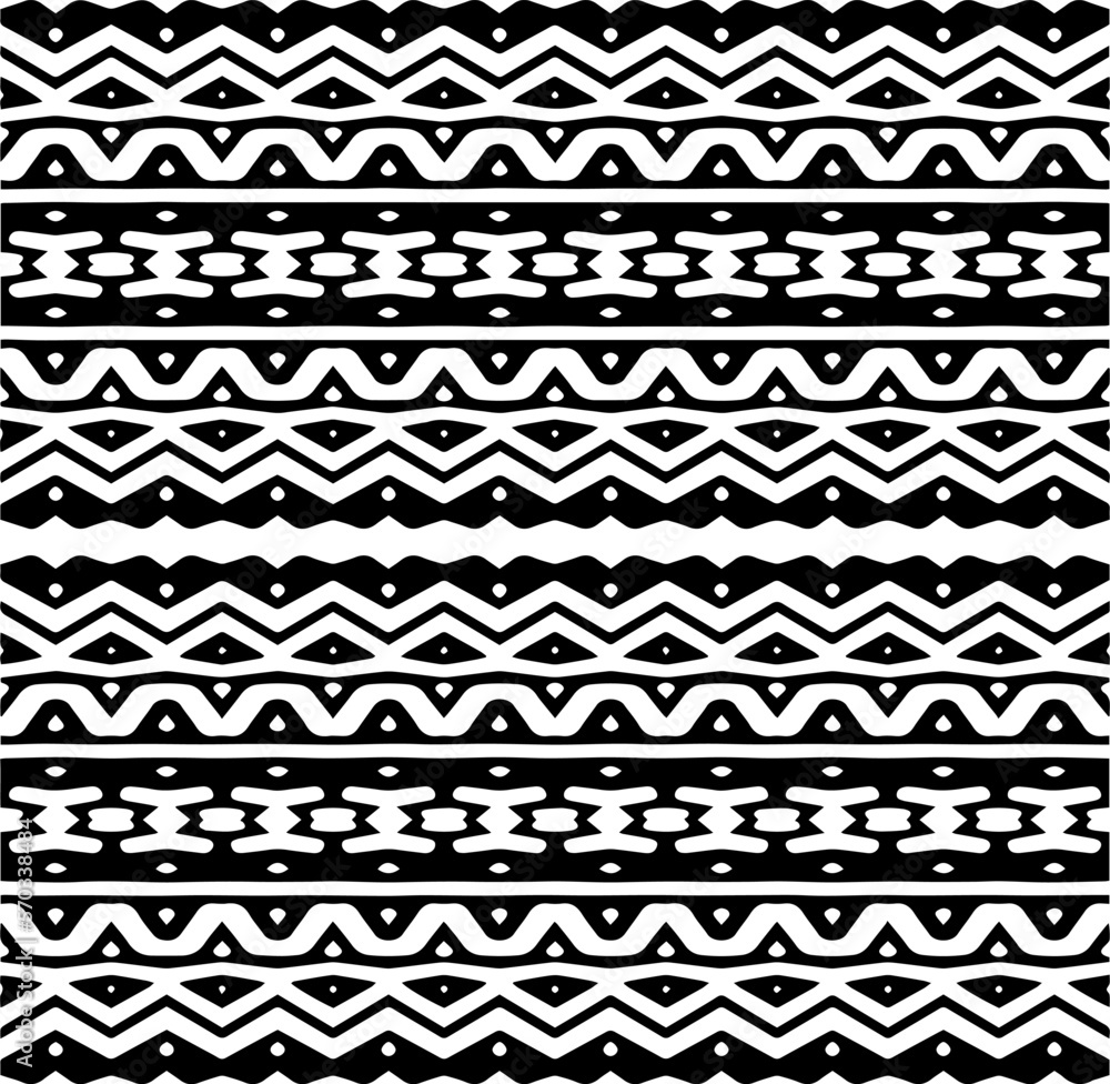 Vector geometric ornament in ethnic style. Seamless pattern with abstract shapes,Black and white color. Repeating pattern for decor, textile and fabric. Vector geometric ornament in ethnic style. Seamless pattern with abstract shapes,Black and white color. Repeating pattern for decor, textile and fabric.