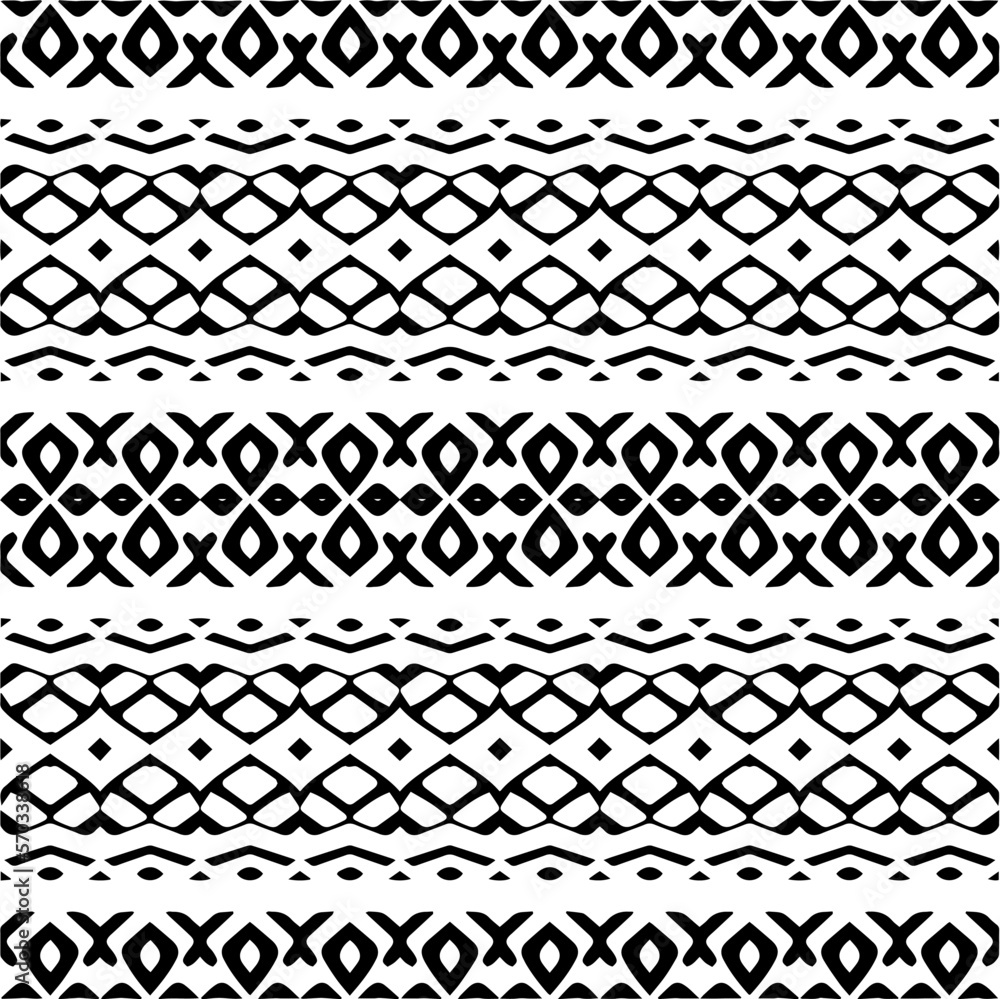 Vector geometric ornament in ethnic style. Seamless pattern with abstract shapes,Black and white color. Repeating pattern for decor, textile and fabric. Vector geometric ornament in ethnic style. Seamless pattern with abstract shapes,Black and white color. Repeating pattern for decor, textile and fabric.