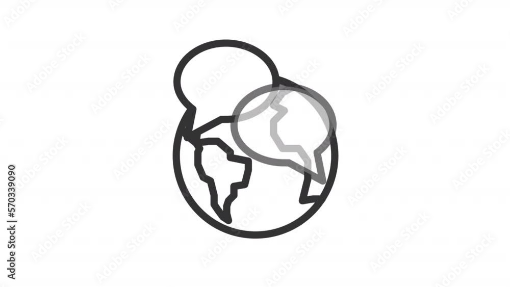 Animated learning linear icons. Language learning. Online education ...