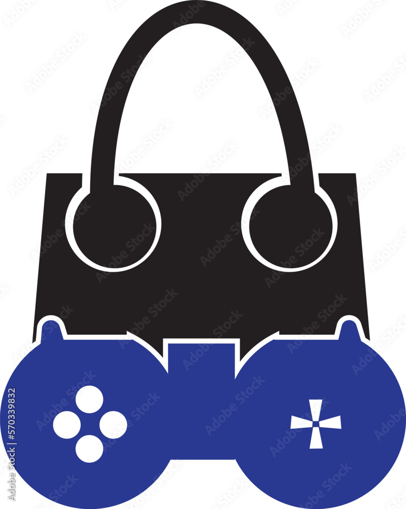 shopping bag game logo vector design template shopping bag game logo vector design template