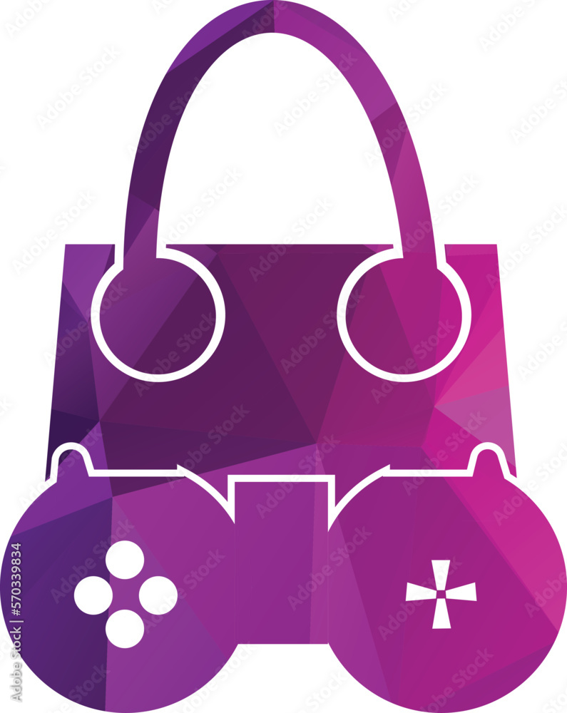 shopping bag game logo vector design template shopping bag game logo vector design template