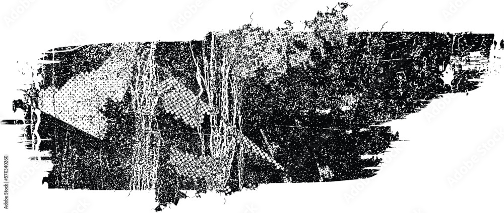 Obraz premium Glitch distorted geometric shape . Noise destroyed logo . Trendy defect error shapes . Glitched frame .Grunge textured . Distressed effect .Vector shapes with a halftone dots screen print texture.