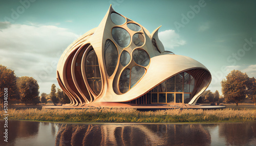 The Spirit of Nature: The Sustainable Architecture of Biomimicry generated by AI photo