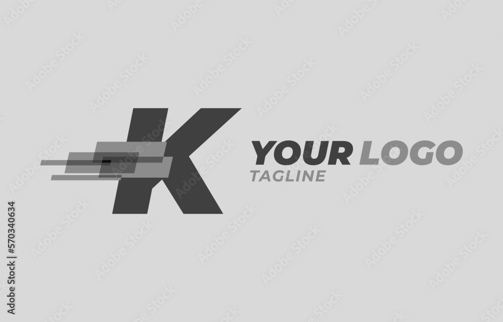 letter K initial monochrome pixel digital vector logo design