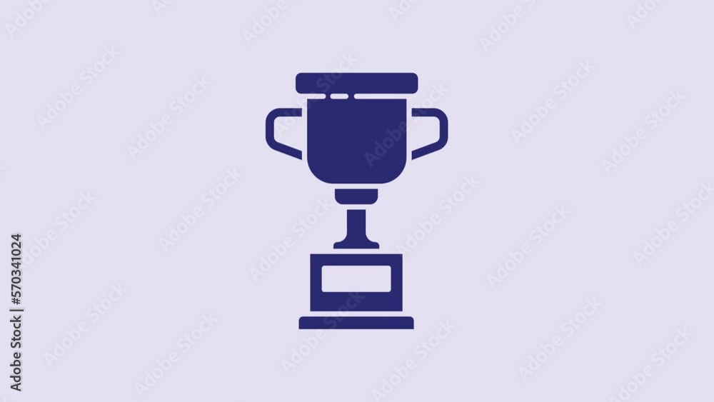 Blue Award cup icon isolated on purple background. Winner trophy symbol. Championship or competition trophy. Sports achievement sign. 4K Video motion graphic animation Blue Award cup icon isolated on purple background. Winner trophy symbol. Championship or competition trophy. Sports achievement sign. 4K Video motion graphic animation