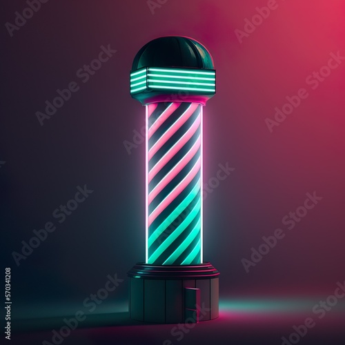 Barbeiro Pole futurístico com neon em 3D. photo