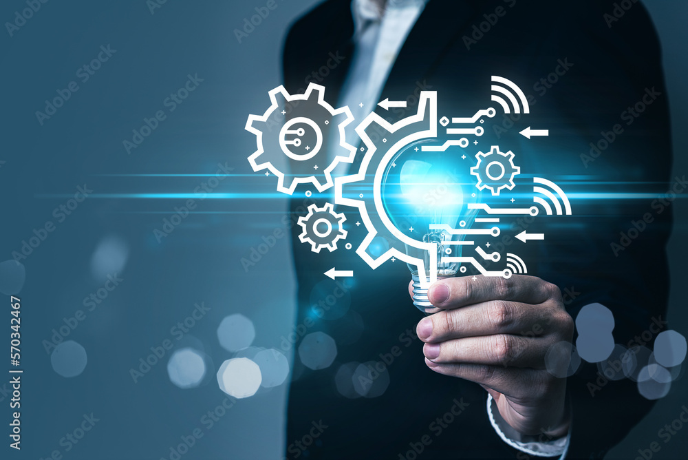 AI (Artificial intelligence) concept, ai machine learning, person hold ...