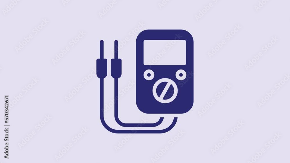 Blue Ampere meter, multimeter, voltmeter icon isolated on purple background. Instruments for measurement of electric current. 4K Video motion graphic animation Blue Ampere meter, multimeter, voltmeter icon isolated on purple background. Instruments for measurement of electric current. 4K Video motion graphic animation
