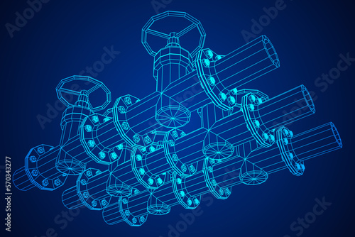 Oil pipeline with valve business concept