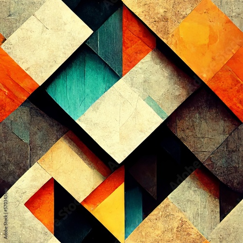 Seamless pattern abstract geometric shapes. AI generative.