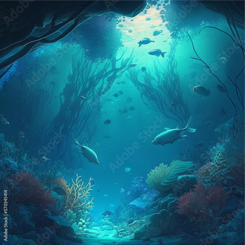 Underwater background, Generative ai © Deep Ai Generation