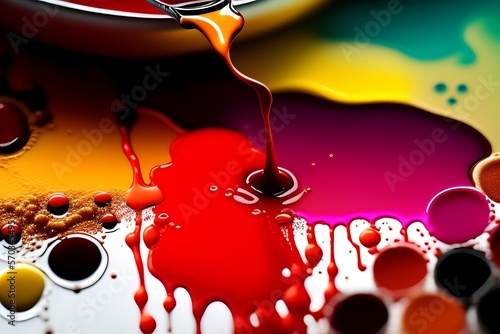 Abstract colorful paint splat and drip background wallpaper created with Generative AI technology