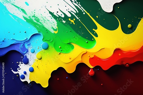 Abstract colorful paint splat and drop background wallpaper created with Generative AI technology