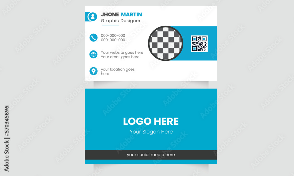 Naklejka premium Modern and creative visiting card template, corporate business card layout. simple clean vector design