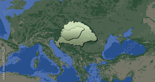 Historical map of Great Hungary, before and after the Treaty of Trianon