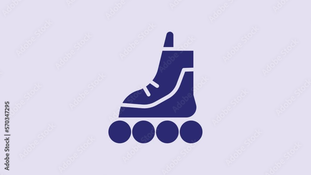 Blue Roller skate icon isolated on purple background. 4K Video motion graphic animation Blue Roller skate icon isolated on purple background. 4K Video motion graphic animation
