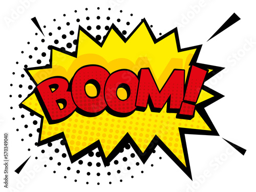 Photography Boom colorful sticker in comic explosion style. Splash frame