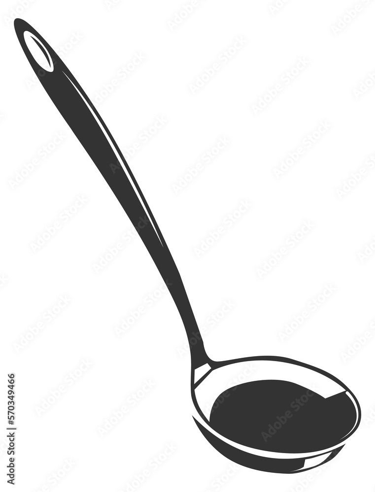 Ladle icon. Black serving soup dish tool Ladle icon. Black serving soup dish tool