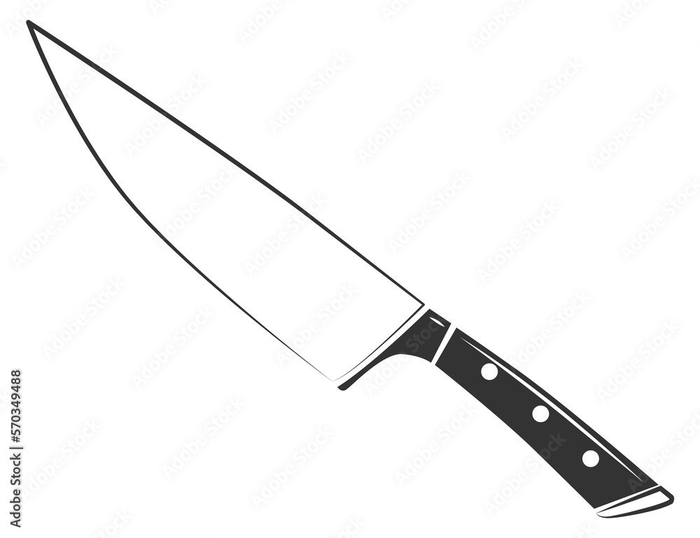 Obraz premium Kitchen knife black icon. Chopping blade symbol
