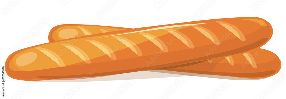 Baguette cartoon icon. Traditional french bread. Bakery symbol Baguette cartoon icon. Traditional french bread. Bakery symbol