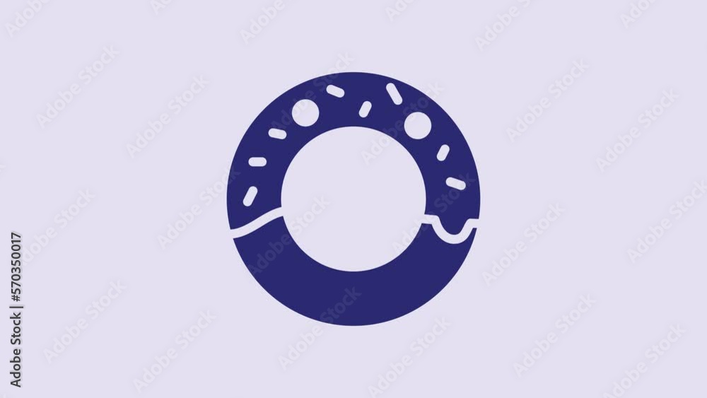 Blue Donut with sweet glaze icon isolated on purple background. 4K Video motion graphic animation Blue Donut with sweet glaze icon isolated on purple background. 4K Video motion graphic animation