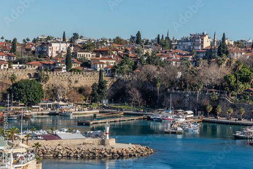 Antalya Marina and the historical city