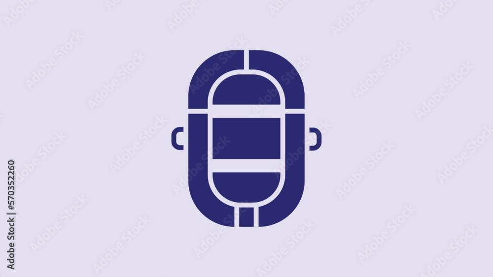 Blue Rafting boat icon isolated on purple background. Inflatable boat. Water sports, extreme sports, holiday, vacation. 4K Video motion graphic animation Blue Rafting boat icon isolated on purple background. Inflatable boat. Water sports, extreme sports, holiday, vacation. 4K Video motion graphic animation