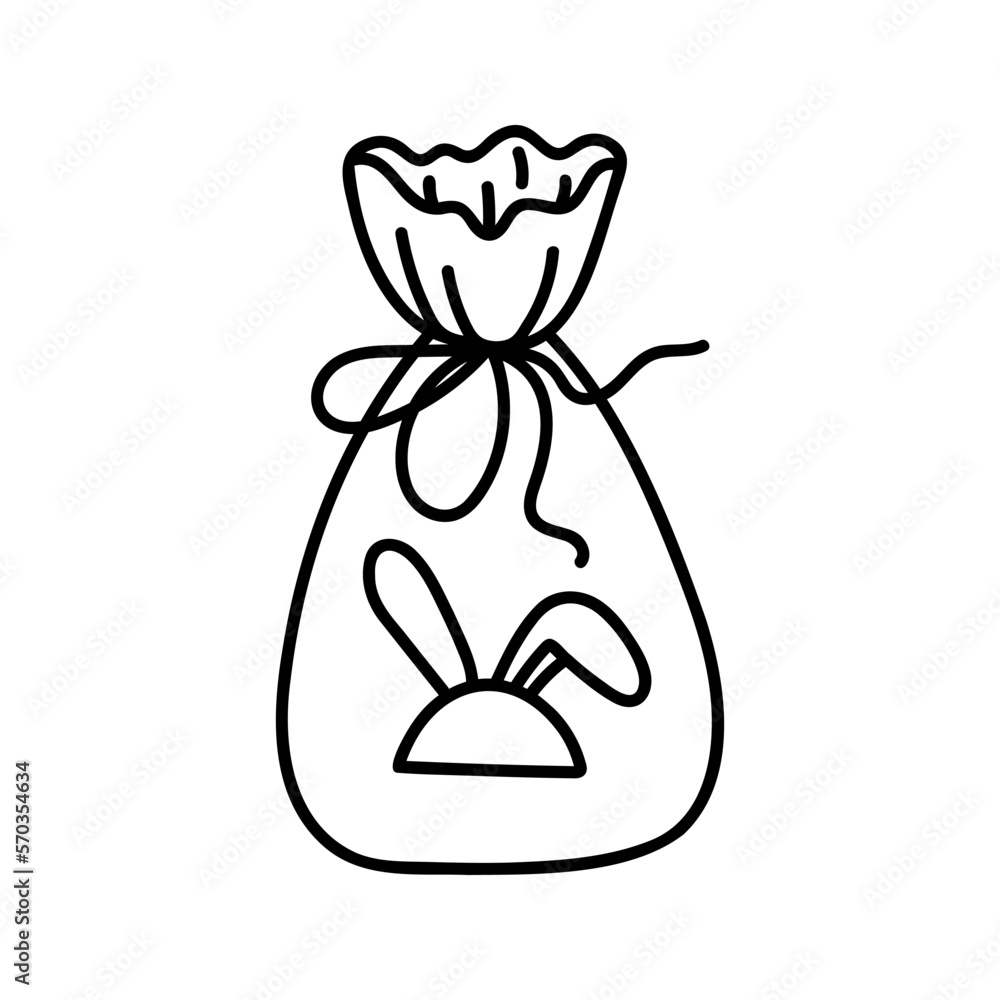 Hand drawn New Year and Christmas gift bag. Celebration doodle illustration of present Hand drawn New Year and Christmas gift bag. Celebration doodle illustration of present