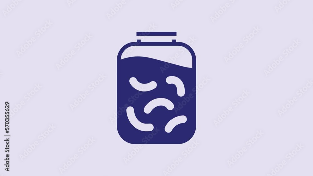 Blue Pickled cucumbers in a jar icon isolated on purple background. 4K Video motion graphic animation Blue Pickled cucumbers in a jar icon isolated on purple background. 4K Video motion graphic animation