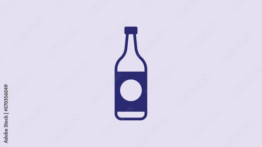 Blue Beer bottle icon isolated on purple background. 4K Video motion graphic animation Blue Beer bottle icon isolated on purple background. 4K Video motion graphic animation