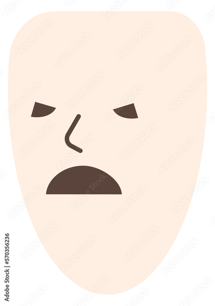 Angry face mask. Negative emotion. Unhappiness symbol Angry face mask. Negative emotion. Unhappiness symbol