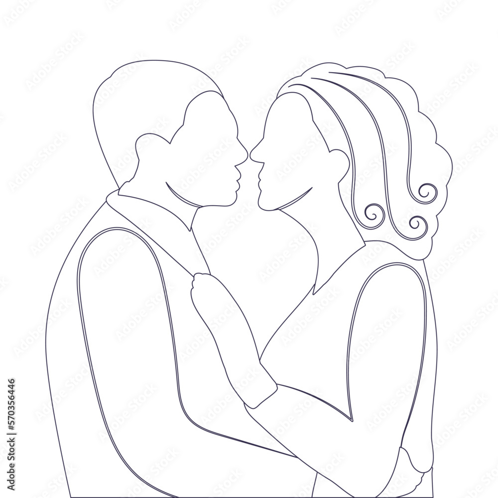 man and woman portrait sketch, outline on white background vector man and woman portrait sketch, outline on white background vector