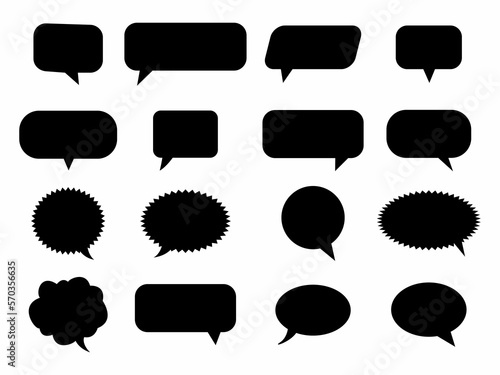 Set of speech bubble chat vector illustration with black and white color. Bulle Discussion Set Icons