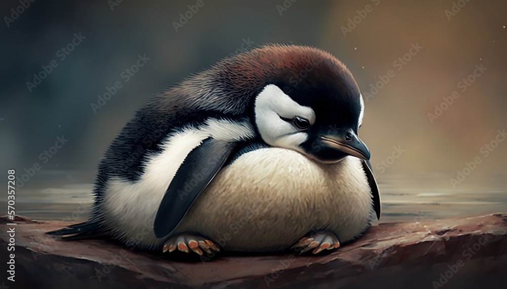 Naklejka premium cute and lazy penguin