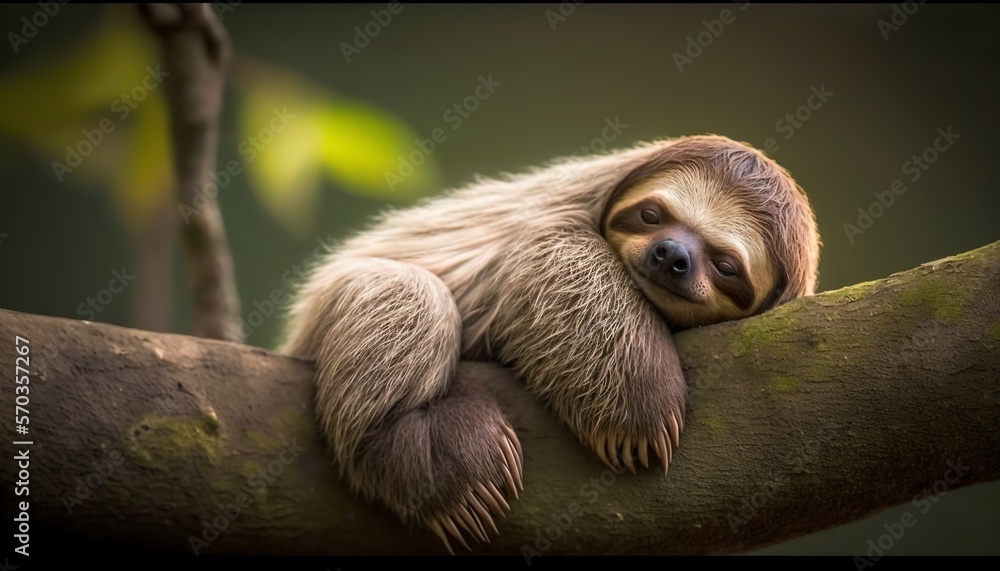 Fototapeta premium cute and funny lazy sloth