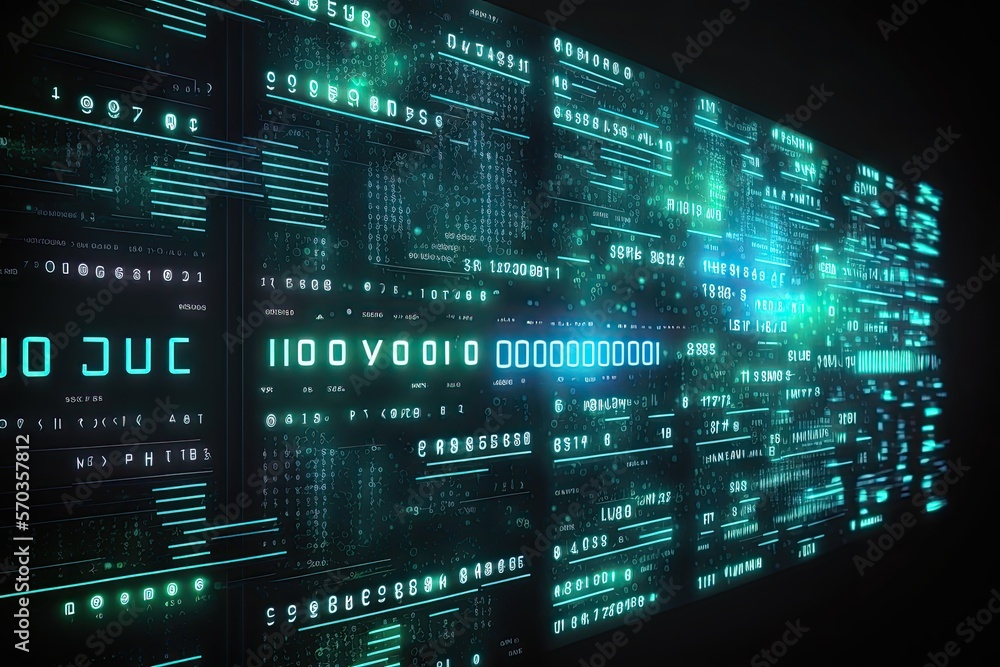 Obraz premium Abstract cyberspace Code digital technology background. Stream big data. Generative AI