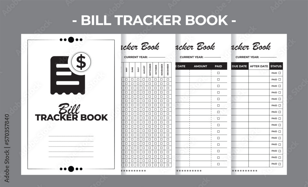 Printable KDP Bill Tracker Book Vector Design Template Stock Vector ...