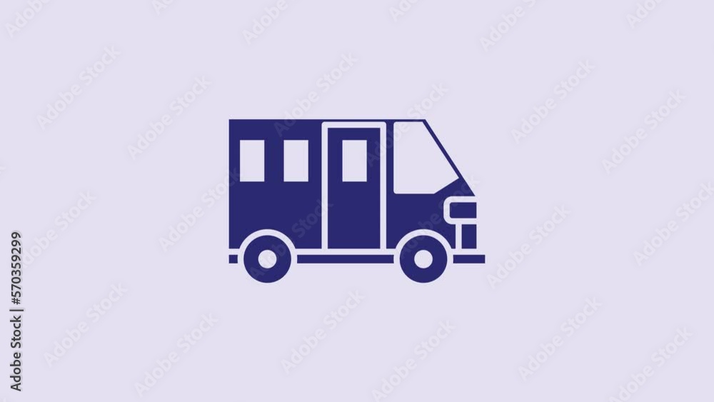Blue School Bus icon isolated on purple background. Public transportation symbol. 4K Video motion graphic animation Blue School Bus icon isolated on purple background. Public transportation symbol. 4K Video motion graphic animation