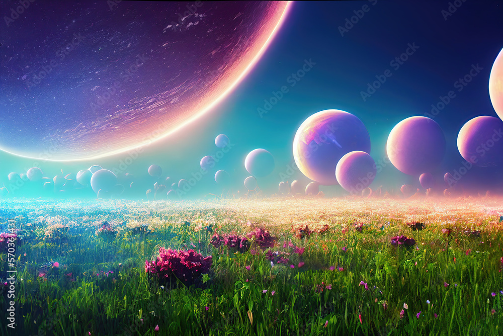 A Surrealistic View of Colorful Planets