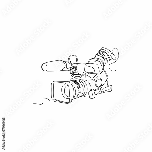 continuous line vector illustration drawing of retro video camera	