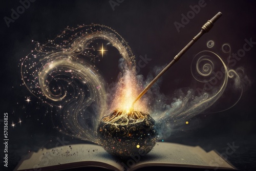 Magic Wand Casting a Colorful Spell - Generative AI	