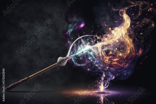 Magic Wand Casting a Colorful Spell - Generative AI	