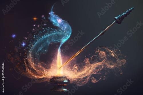 Magic Wand Casting a Colorful Spell - Generative AI	