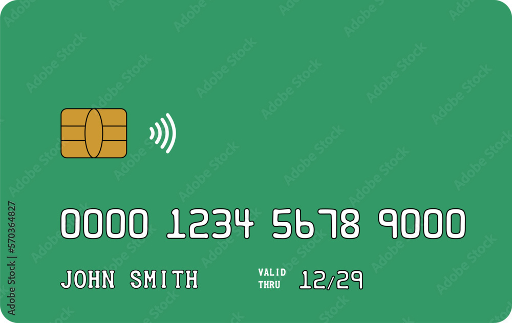 Credit card debit card illustration with sample name John Smith and