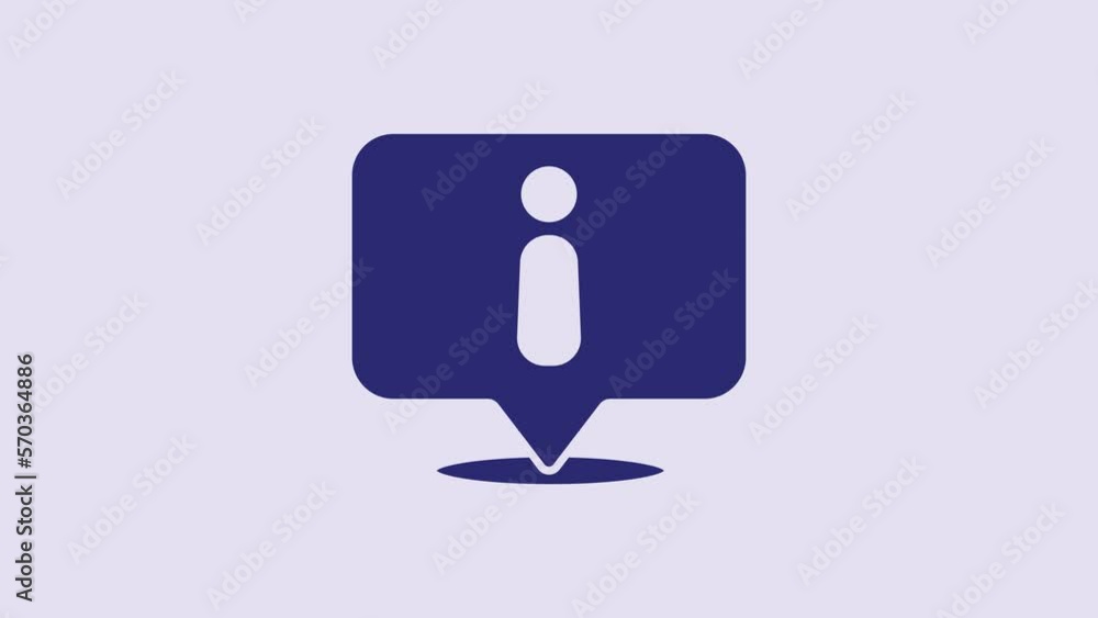 Blue Information icon isolated on purple background. 4K Video motion graphic animation Blue Information icon isolated on purple background. 4K Video motion graphic animation
